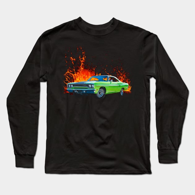 1970 Roadrunner in our lava series Long Sleeve T-Shirt by Permages LLC